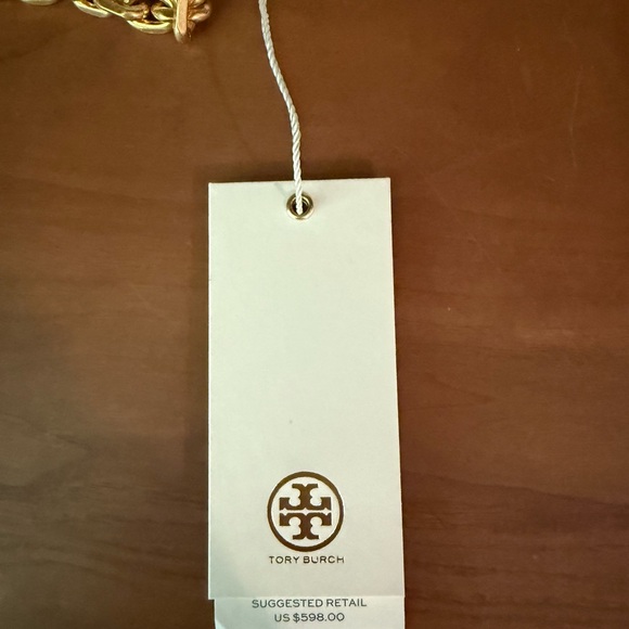 Tory Burch Pink and White Crossbody Bag with Gold Accents - Picture 4 of 12